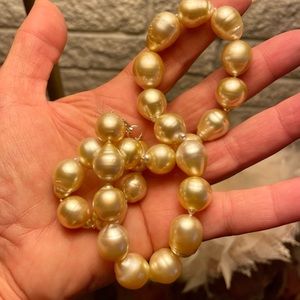 Authentic golden south sea pearl necklace